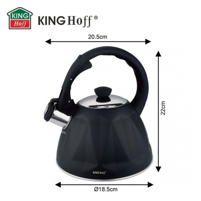 CZAJNIK 2L Z GWIZDKIEM KINGHOFF KH-1997 CZARNY MAT