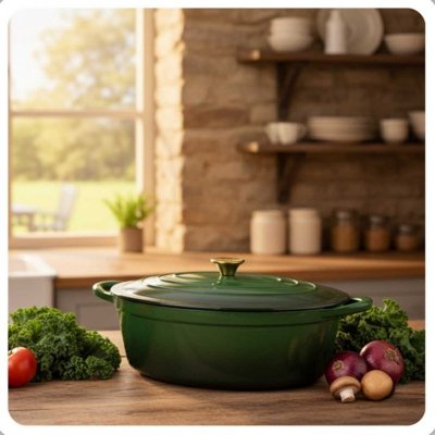 EMALIOWANA BRYTFANNA ŻELIWNA GĘSIARKA 6L HAGE ZIELONA