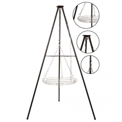 TRÓJNÓG STALOWY 15Ocm Z RUSZTEM 50cm GRILL DO PALENISK OGRODOWYCH