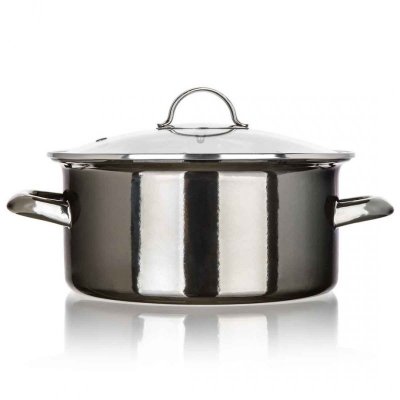 GARNEK EMALIOWANY 24cm 3,7L Z POKRYWĄ BANQUET METALLIC BLACK
