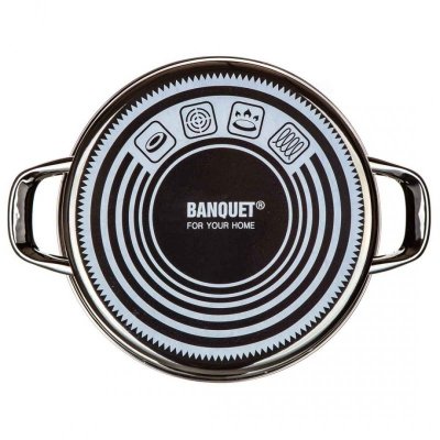 GARNEK EMALIOWANY 24cm 3,7L Z POKRYWĄ BANQUET METALLIC BLACK
