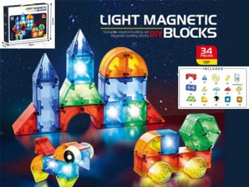 Madej Klocki magnetyczne świecące 32 elementy