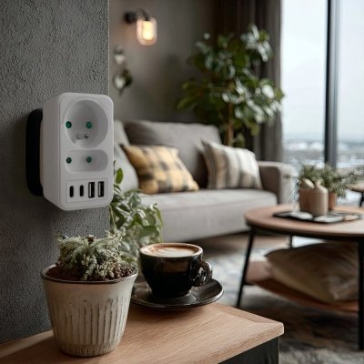Rozdzielacz na 2 gniazda MCE249 F/W  2x USB-A 2x USB-C