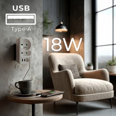 Rozdzielacz na 2 gniazda MCE249 F/W  2x USB-A 2x USB-C