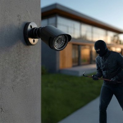 Atrapa kamery tubowej diody IR LED, IR1800 B czarna, zasilanie 2xAA, ABS