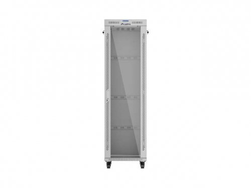 Szafa instalacyjna rack stojąca 19" 42U 600x600 szara drzwi     przeszklone  LCD (Flat pack)