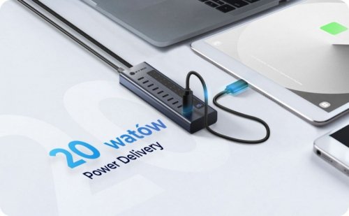 HUB IB-HUB1450-C31 10 x USB TYPE-C Gen 2 z zasilaczem