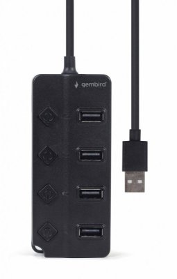 HUB 4-portowy USB 2.0 z przełącznikami, czarny