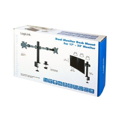 Uchwyt na 2 monitory,17 -32 cale, ramie 380mm,2x12kg