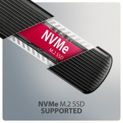 EEM2-SC Obudowa zewnętrzna aluminiowa bezśrubowa USB-C 3.2 Gen 2 10Gbps - M.2 NVMe SSD, długość 30 do 80 mm szary