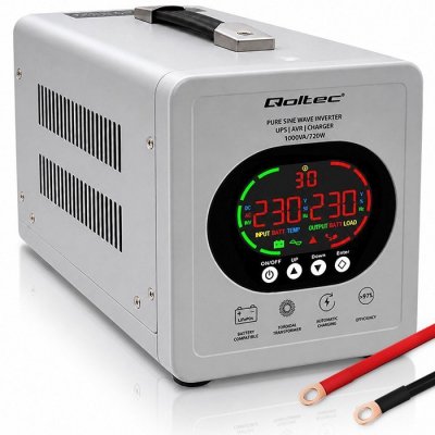 Zasilacz awaryjny UPS Pure Sine Wave | 1000VA/720W | Przetwornica12/230V z AVR | LCD | LiFePO4 AGM GEL