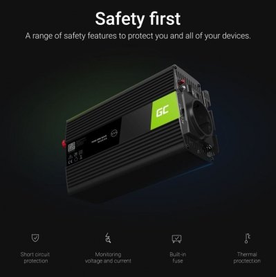 Green Cell Przetwornica Napięcia Inwerter 12V na 230V 1000W/2000W Modyfikowana sinusoida