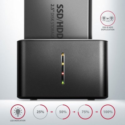 AXAGON ADSA-D25 MINI stacja dokująca USB 3.2 Gen 1 - 2x SATA 6G 2.5" SSD/HDD CLONE