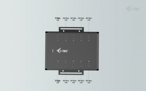i-tec !i-tec USB-C/USB-A Metal Charging + data HUB 15W per port 10x USB-C