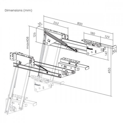 Maclean Podnośnik do szafki kuchennej do 20kg, MC-497, metalowa, udźwig 5-20 kg, sprężyny