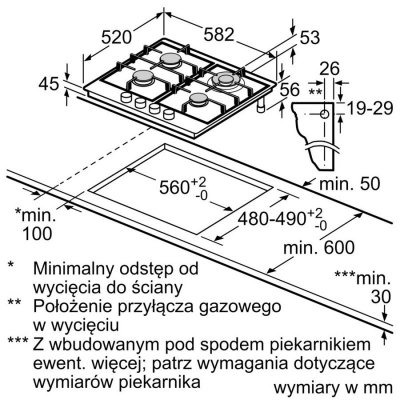 Bosch Płyta gazowa PGH6B5K90