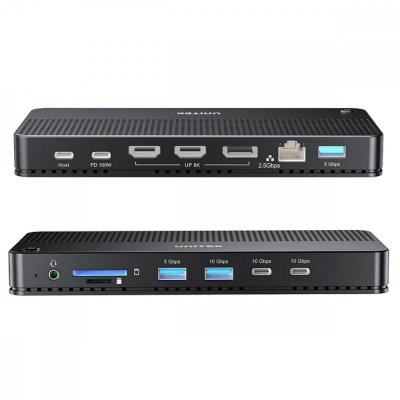 Unitek Stacja dokująca 13w1 USB-C, HDMI 2.1,DP 2.0,RJ45,10GBPs;D1104A01