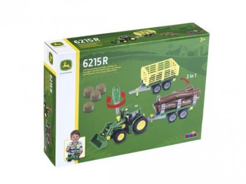 Klein Traktor John Deere do skręcania z 2 przyczepami