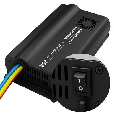 Qoltec Automatyczna Ładowarka DC-DC 12V z regulatorem MPPT | 25A |      LiFePO4 AGM GEL STD