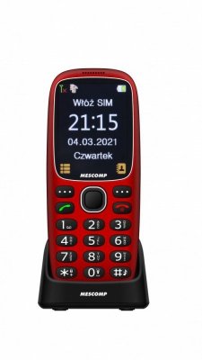 Mesmed Telefon komórkowy dla seniorów Mescomp MT-166  Edgar Elegant SOS  4G Czerwony
