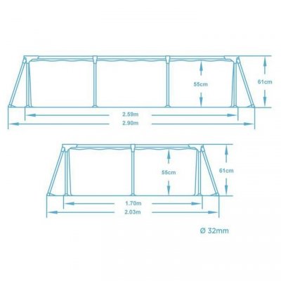 Basen ogrodowy stelażowy 259x170x61 cm zestaw 15w1 Bestway 56403N