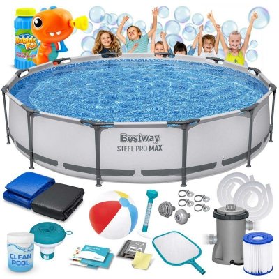 Basen ogrodowy stelażowy 366 x 76 cm 16w1 Bestway 56416 + maszynka do baniek GRATIS