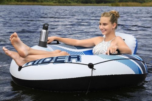 Dmuchany Materac do pływania Rapid Rider BESTWAY 135cm + Oparcie + Siateczkowe dno + Miejsca na napoje + Uchwyty