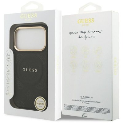 GUESS futerał do IPHONE 17 Pro kompatybilny z MagSafe GUHMP17LPSAMSECK (PU W/ Peony Hot Stamp) czarny