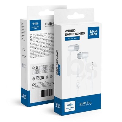 Słuchawki przewodowe douszne Jack 3,5 mm Blue Star PA-E67 1,2 m białe