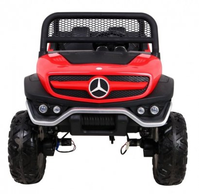 Mercedes Benz Unimog dla dzieci Czerwony + Napęd 4x4 + Pilot + Bagażnik + Wolny Start + MP3 LED