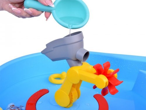 Niebieski stolik wodny z kołem młyńskim + akcesoria do łowienia ZA5566