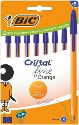 Długopis Cristal Fine Orange niebieski 8szt BIC