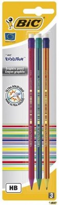 Ołówek Evolution z gumką bls 3szt BIC
