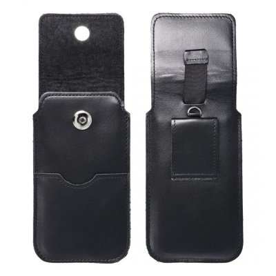 Skórzany futerał uniwersalny / wsuwka z klapką - ROYAL / czarny - Rozmiar 2XL+wide - SAMSUNG A12 / NOTE 9 / XIAOMI REDMI NOTE 10