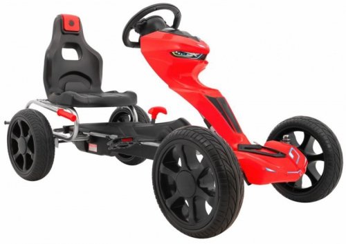 Gokart Grand Ride na pedały dla dzieci 3+ Czerwony + Koła EVA + Regulacja fotela + Hamulec ręczny