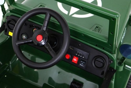 Autko Wojskowe Retro dla dzieci Zielony + Napęd 4x4 + Pilot + 2 Bagażniki