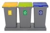 Kosz FLAP BIN 75L szary / pokrywa niebieska / papier 