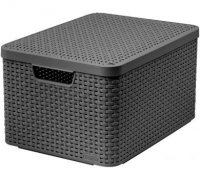 KOSZYK RATTAN STYLE L 30L z pokrywą szary