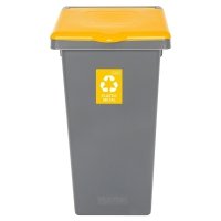 Kosz FLAP BIN 75L szary / pokrywa żółta / plastik metal 