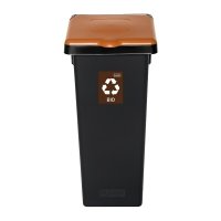 Kosz FLAP BIN 53L czarny / pokrywa brązowa / bio 