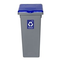 Kosz FLAP BIN 53L szary / pokrywa niebieska / papier 