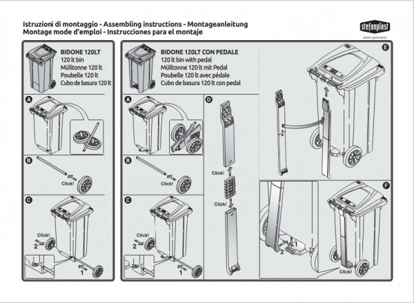 Pojemnik na odpady 120L z mechanizmem pedałowym STEFANPLAST