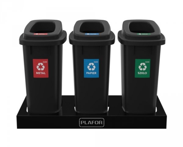 Kosz do segregacji SORT BIN 90L Czarny plus komplet 6 etykiet