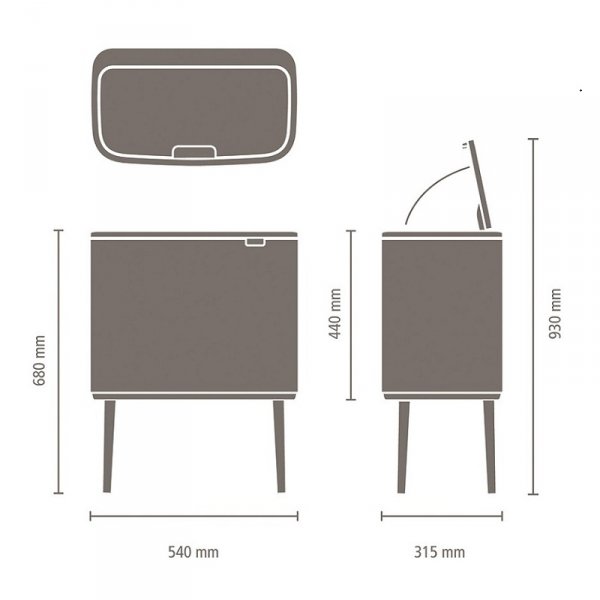 Kosz TOUCH BIN BO 36L Mineral Concrete Grey
