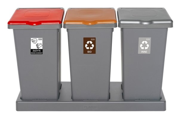 Kosz FLAP BIN 75L szary / pokrywa brązowa / bio 