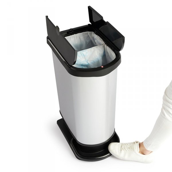 Kosz na śmieci PASO 50L DUO srebrny