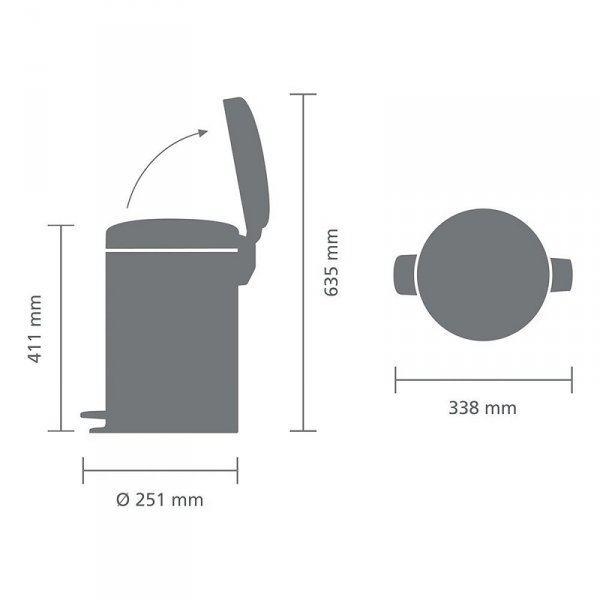 Kosz pedałowy NEWICON 12L Mineral Concrete Grey