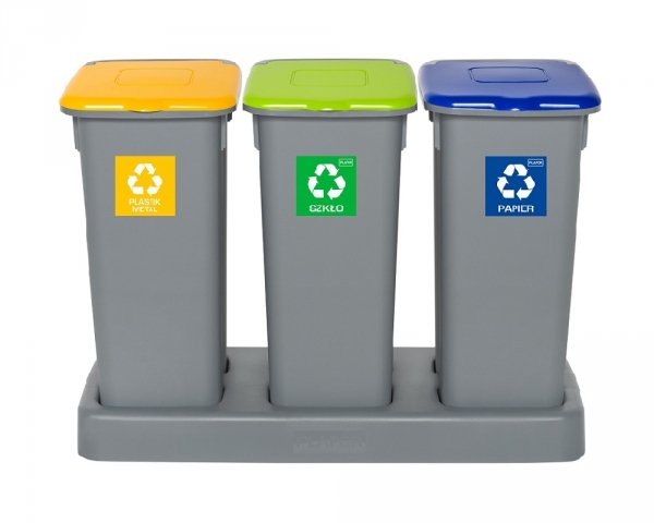 Kosz FLAP BIN 20L szary / pokrywa zielona / szkło 