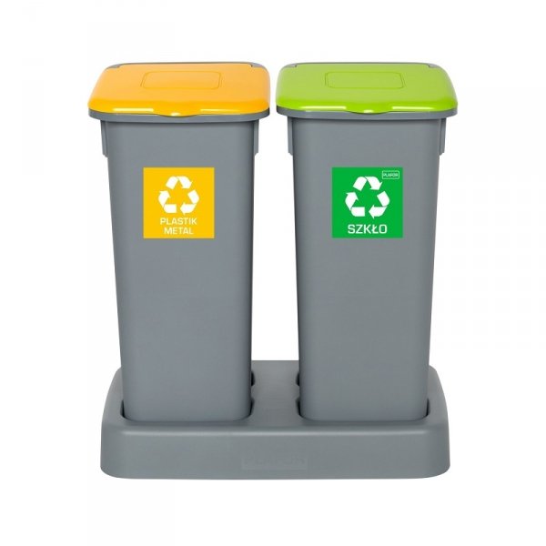 Kosz FLAP BIN 20L szary / pokrywa żółta / plastik metal