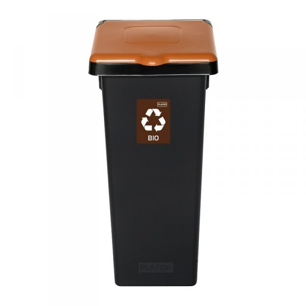 Kosz FLAP BIN 53L czarny / pokrywa brązowa / bio 